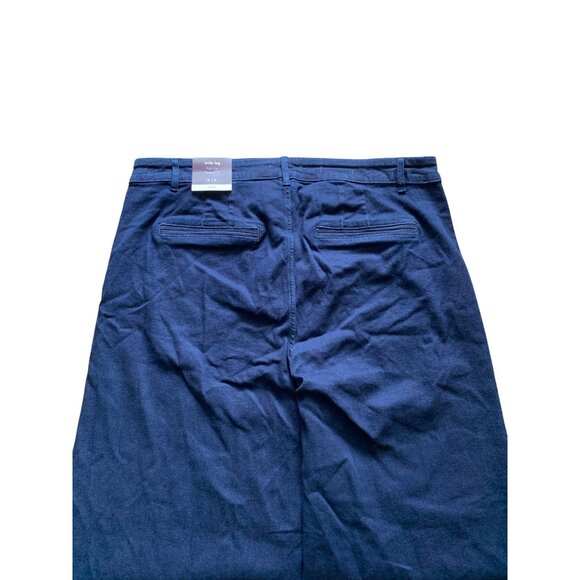 Ava & Viv Womens Wide Leg High-Rise Relaxed Fit Dark Blue Denim Pants - Picture 6 of 16